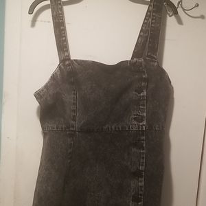 Black acid wash denim dress